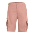 thumbnail image 3 of DPTALR George Men's Summer Cargo Shorts,Elastic Waist Knee Length Relaxed Fit,Outdoor Fishing Hiking Pants with Multi Pockets,Pink,Big and Tall Men M, 3 of 5