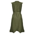thumbnail image 4 of IDALL Robes d'Été, Robes Petites Femmes Col en V Manches Courtes à Volants Longue Robe Élégante, Robe Ajustée et Évasée, Robes Femmes Vert 3 Robe m, 4 of 5