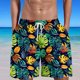 thumbnail image 1 of Puntoco Pantalones Cortos Para Hombre Con Bolsillo Con Cordón Y Estampado De Coco Hawaiano, Medio Pantalón Verde M,Pantalones Cortos Hombre, 1 of 5