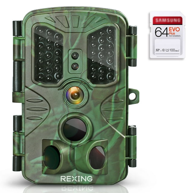 REXING H1 Blackhawk Night Vision Trail Camera Full HD 1920x1080,40 IR LED,120° PIR, > .2s Trigger Time, Photo Burst,Time Lapse,Loop recording,Password Enabled,IP54,SD card up to 128gb,Surveillance Cam