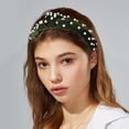thumbnail image 2 of Unique Bargains 1 Pc Hairband Velvet Pearl Knot Hair Accessories for Women Green, 2 of 3