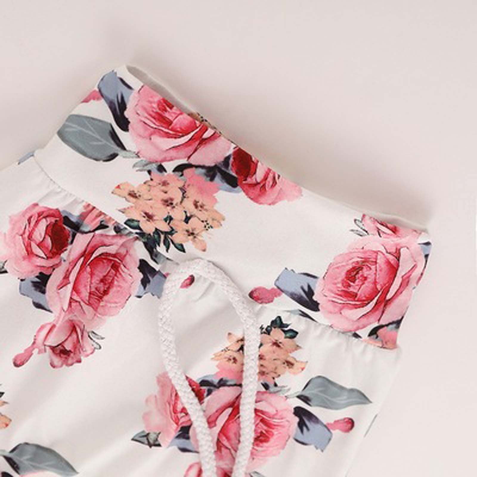 Baby Girl Clothes Newborn Infant Floral Hoodies with Pocket Sweatshirt Pants Headband Outfits Set