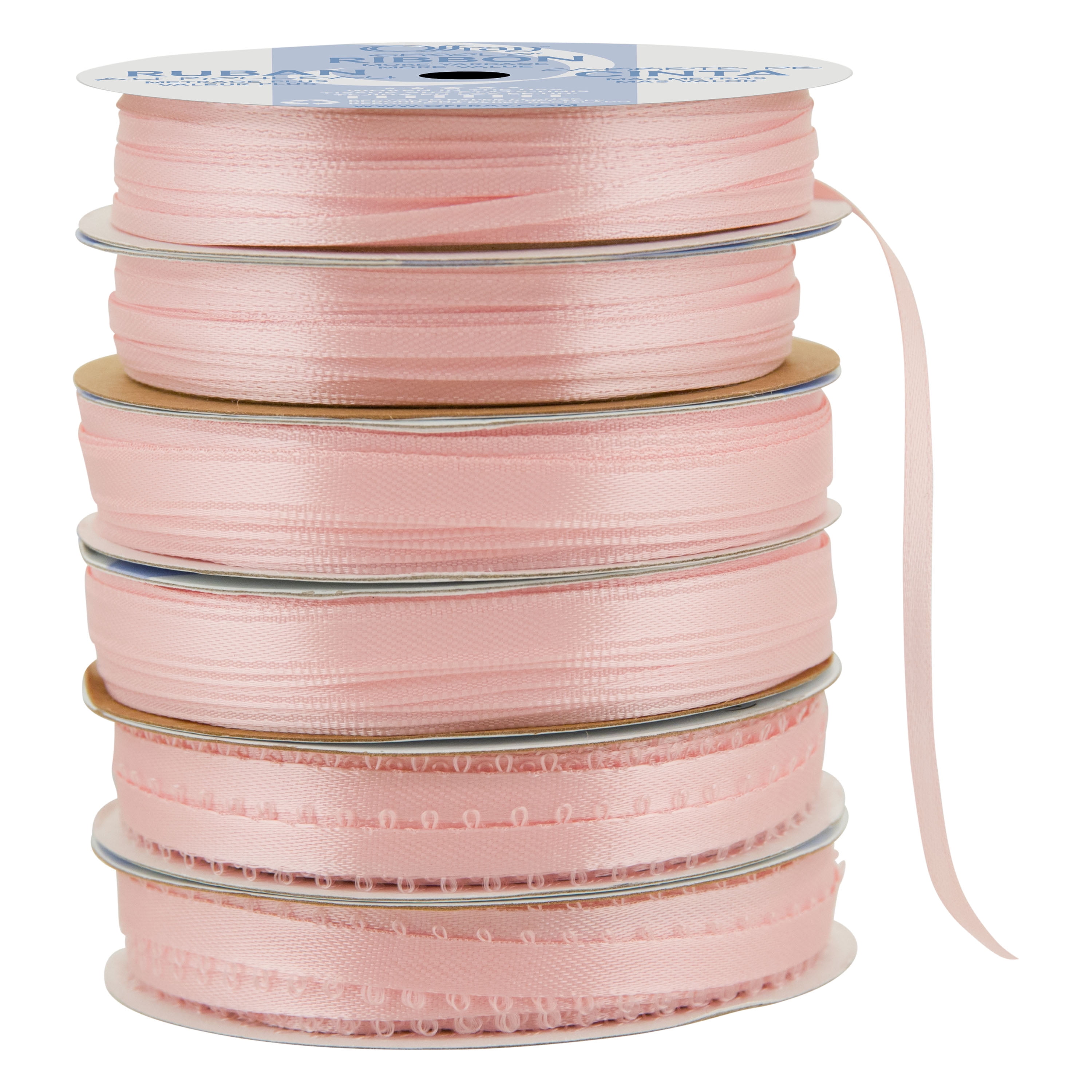 Offray Double Faced Satin Lt Pink Narrow Ribbon, 12 Pieces Walmart