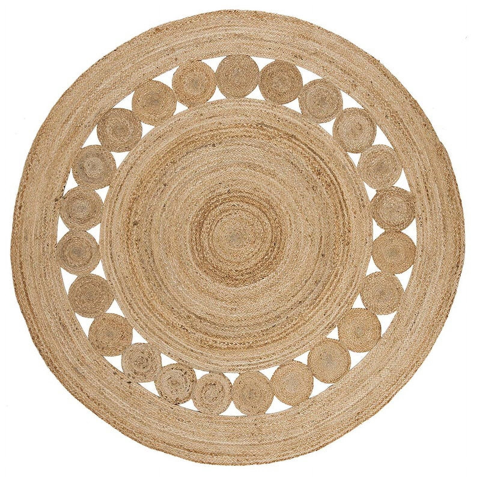 Handmade Braided Natural Pure Jute Tikki Round Rugs Size 2 x 2 Feet Round
