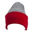thumbnail image 2 of Top Headwear Cable Knit Long Winter Beanie - Grey/Red, 2 of 2