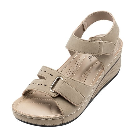 

Hook And Loop Fastener Strap Wedge Sandals For Women Ladies Girls Comfortable Wedges Sandals Causal Shoes