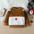 thumbnail image 6 of Godderr Toddler Baby Girls Boys Christmas Pullover Sweatsuit Set, 2PCS Fleece Elk Outfits Sweatshirt Pants Outfits Set Cartoon Pullover Workout Clothes for Winter Autumn, 6 of 7