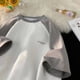 thumbnail image 3 of Camiseta informal holgada para hombre y mujer, camisa de manga corta con contraste de color simple, estilo hip hop, retro, Verano, 3 of 5