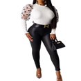 thumbnail image 3 of PENGXIANG Femmes Col Roulé Mesh Polka Manches Longues Transparentes Pull Top Pull Chemisier, 3 of 5