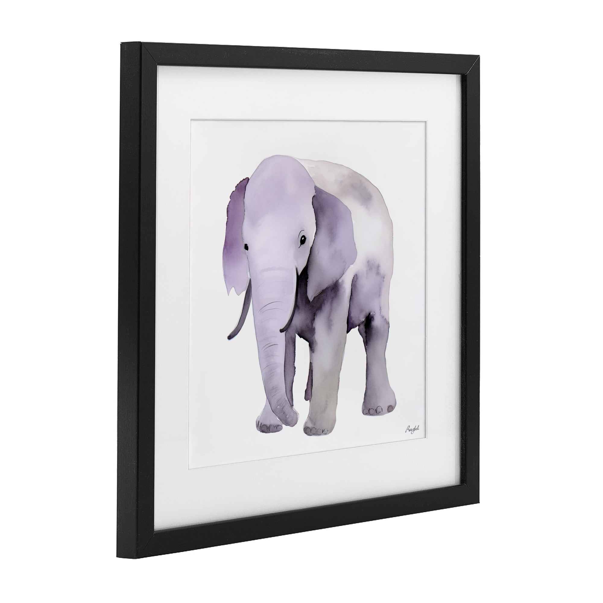 Stupell Industries Kid's Minimal Elephant Black Framed Print Under Glass, design by Roozbeh