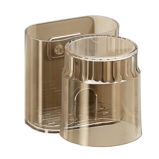 Soporte para cepillos de dientes, portavasos para enjuague bucal, estante de baño de pared sin necesidad de taladrar, organizador de vasos para cepillos de dientes con orificios de drenaje,