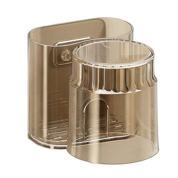 Soporte para cepillos de dientes, portavasos para enjuague bucal, estante de baño de pared sin necesidad de taladrar, organizador de vasos para cepillos de dientes con orificios de drenaje,