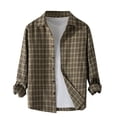 thumbnail image 3 of DDAPJ pyju Men's Plaid Button Down Shirt Jacket Lapel Long Sleeve Shacket Lightweight Open Front Casual Cardigan Fall Trendy Outwear Tops Yellow XXL, 3 of 7