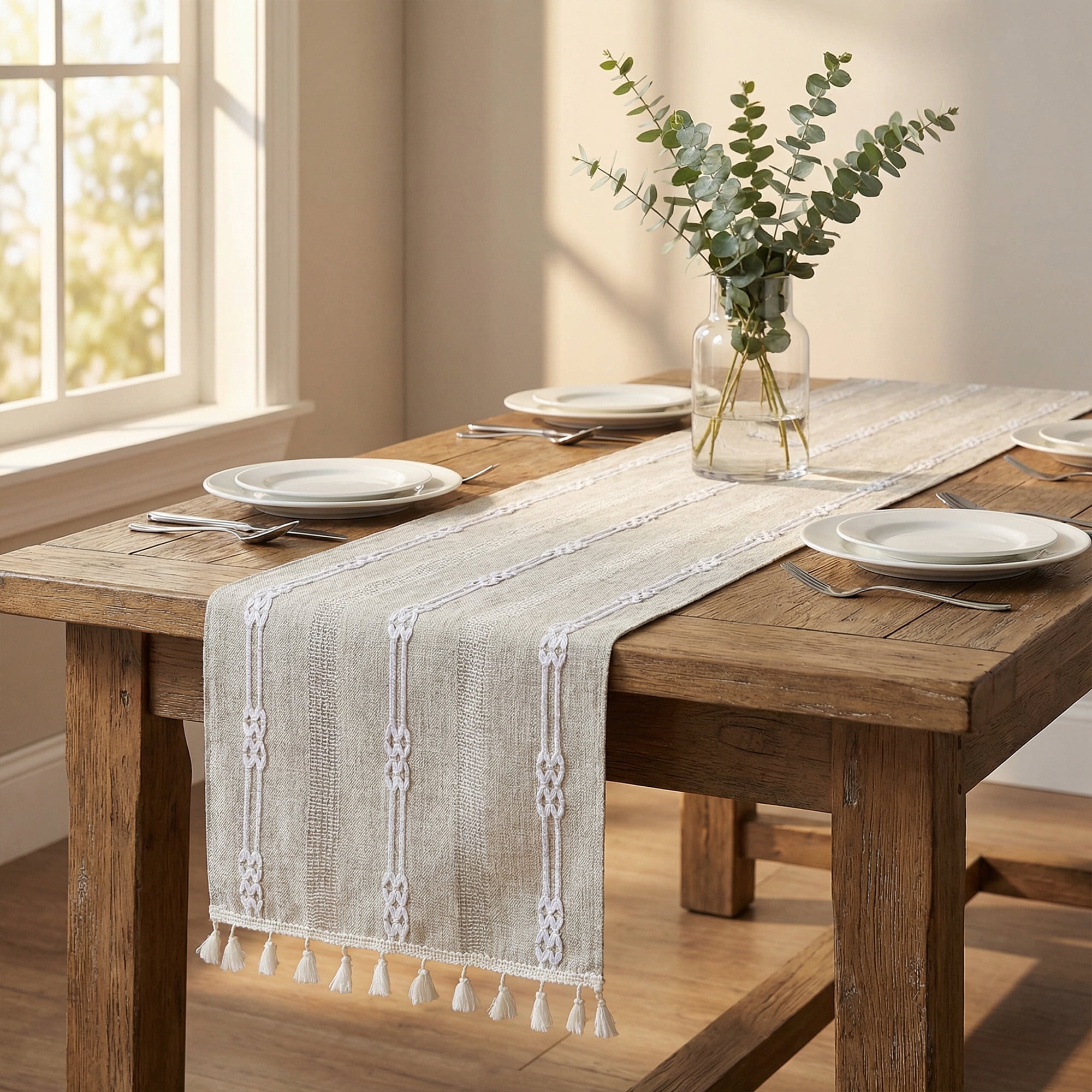 Unique Bargains Openwork Polyester Runner Table Runner for Kitchen Decor Gray 13"x70.9"