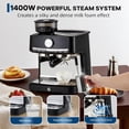 thumbnail image 5 of EastVita 20 Bar Pressure Stainless Steel Espresso Machine with Grinder 1.5L Removable Water Tank Milk Frother Steam Wand Black, 5 of 7