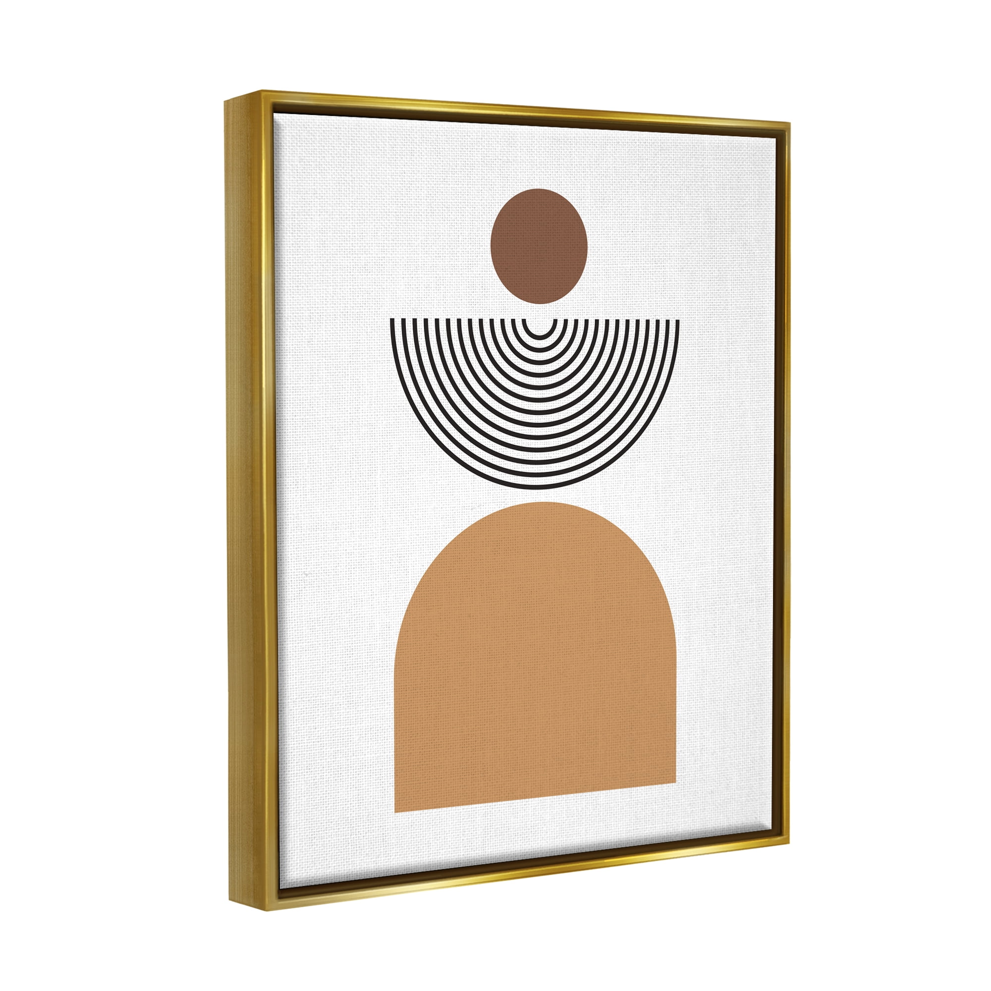 Stupell Industries Geometric Shapes on White Abstract Painting Gold Floater Framed Art Print Wall Art, 25 x 31