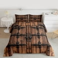 thumbnail image 2 of jejeloiu Old Barn Door Full Size Comforter Sets,Rustic Farmhouse Cabin Bedding Sets For Men Women Reversible 3-Piece, 2 of 8