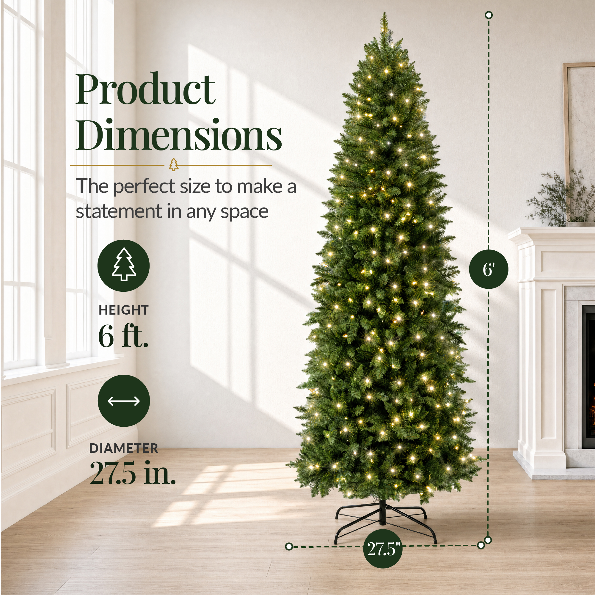 Best Choice Products 6ft Pre-Lit Pencil Christmas Tree photo 2