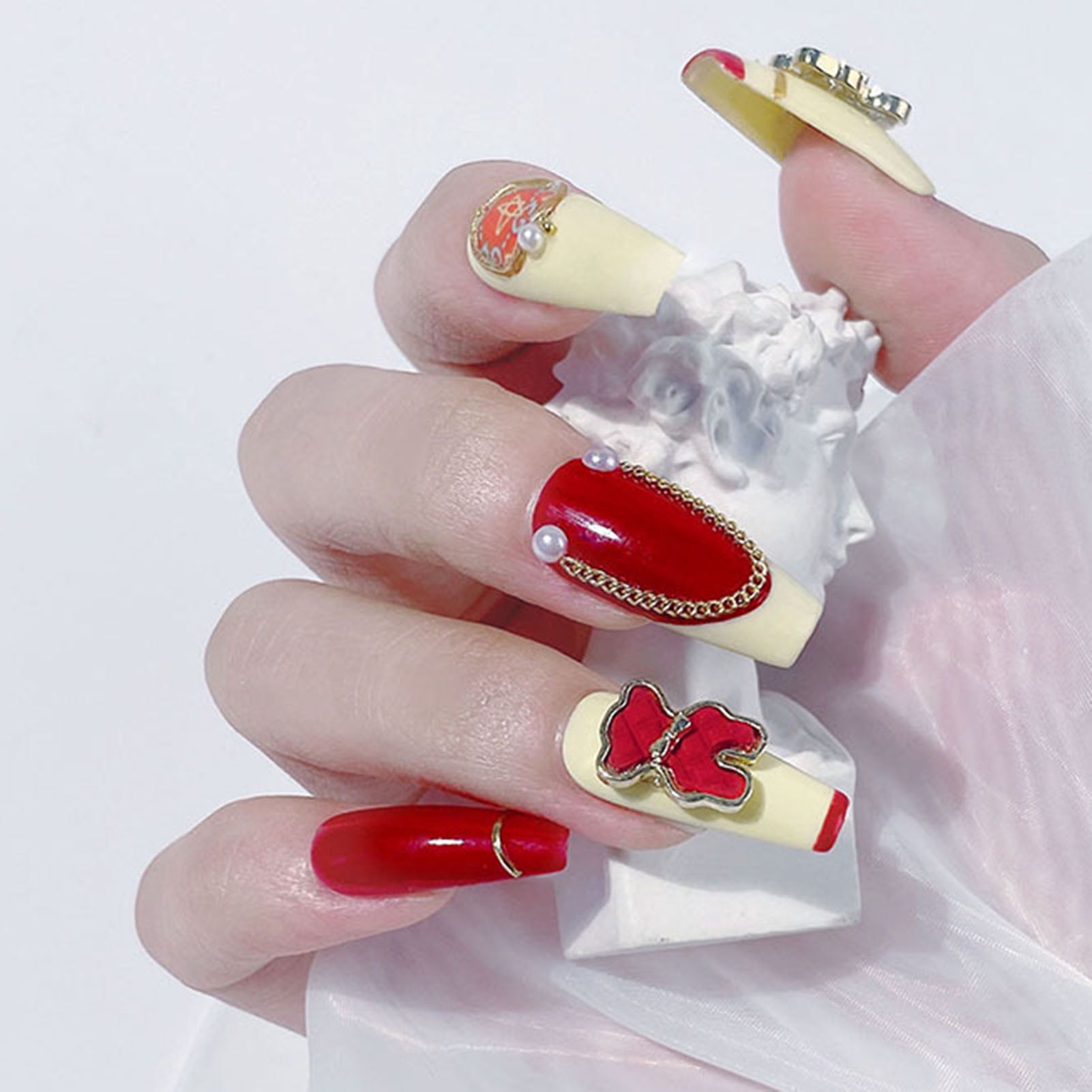Grofry 3Pcs/Set Plaid Bow Tie Bear Shape Nail Ornament 3D Effect Japanese  Style Cute Design Nail Sticking Drill Manicure Art Making Red - Walmart.com