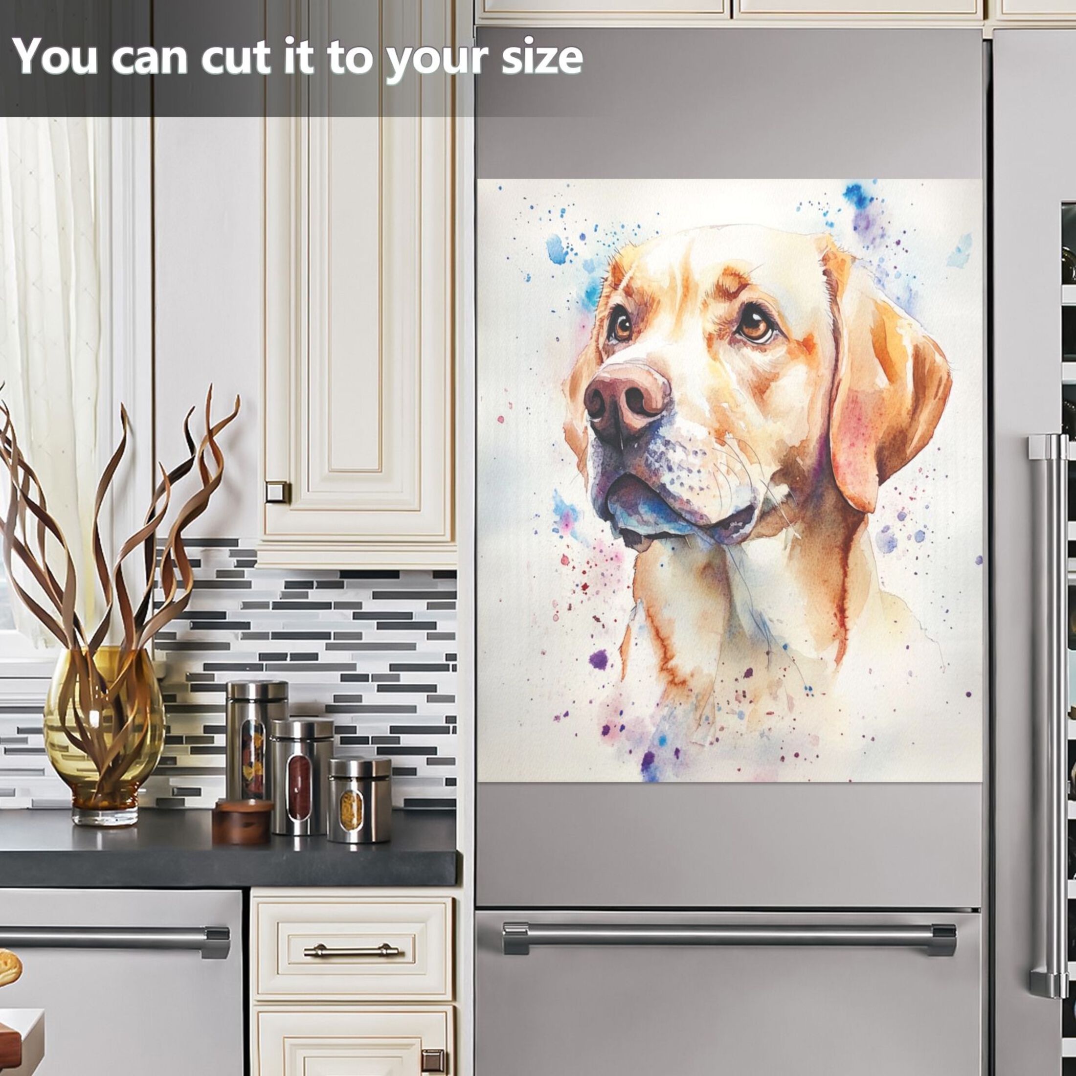 Dishwasher Magnetic Sticker 23x26 Inch Refrigerator Magnetic Sticker Washing Machine Magnetic Sticker Kitchen Panel Magnetic Sticker Home Decor Brown Watercolor Dog