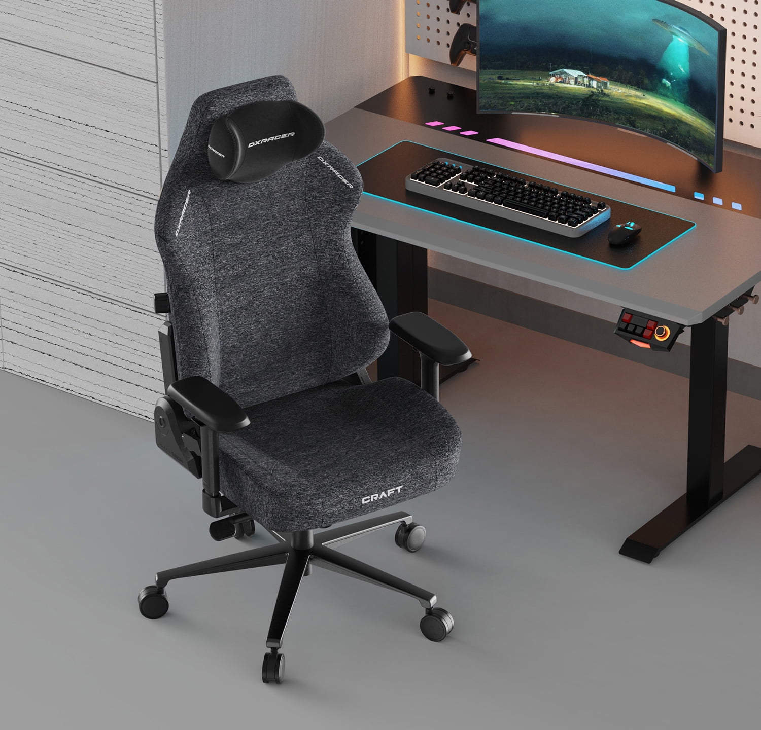 DXRACER Craft Series Gaming Chair -  Fabric Reclining Ergonomic Office Chair with Integrated Lumbar Support & Adjustable Headrest - Comfortable PC Computer Gamer Gaming Chair Recliner, Extra Large