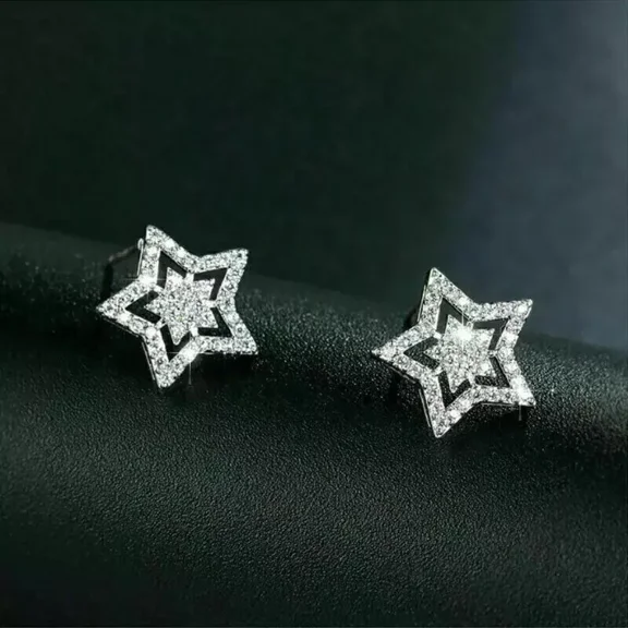 Lab-Created Diamond 14K White Gold Plated Women's Stud Earrings Round Cut 2.00Ct