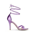 thumbnail image 3 of BLISSFUL STEP Style Lace Up Open Toe Stiletto Heeled Sandals for Women Taro Purple 7.5, 3 of 7
