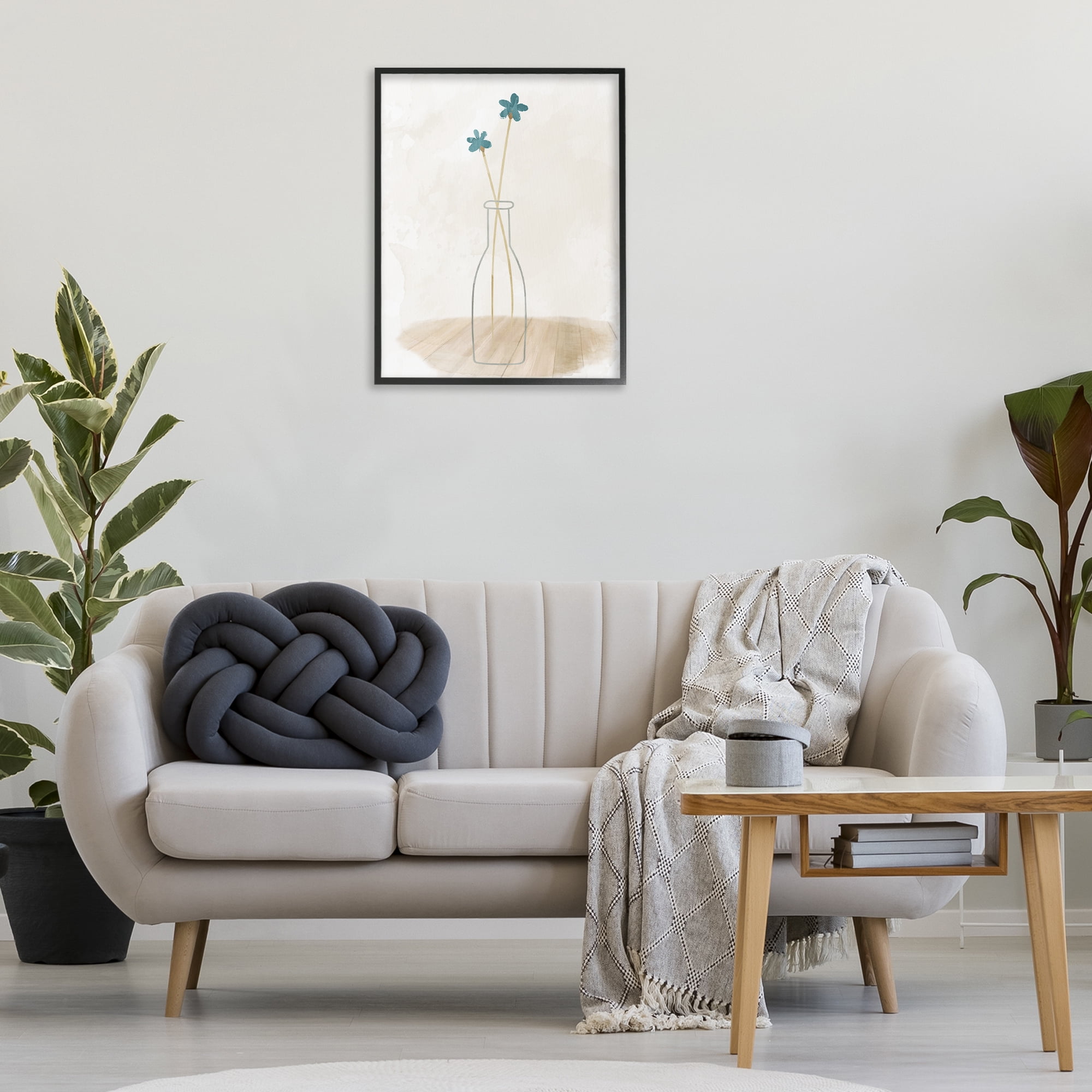 Stupell Industries Simple Watercolor Vase Botanical & Floral Painting Black Framed Art Print Wall Art, 24 x 30