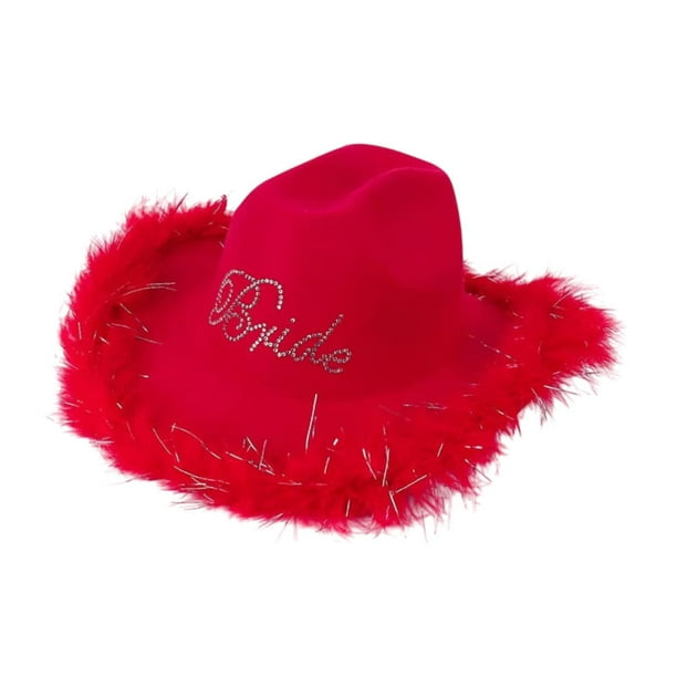 Sombrero de vaquero Jazz Top Hat Brillante Ligero Ala ancha Cómodo Moda Vaquera Rojo