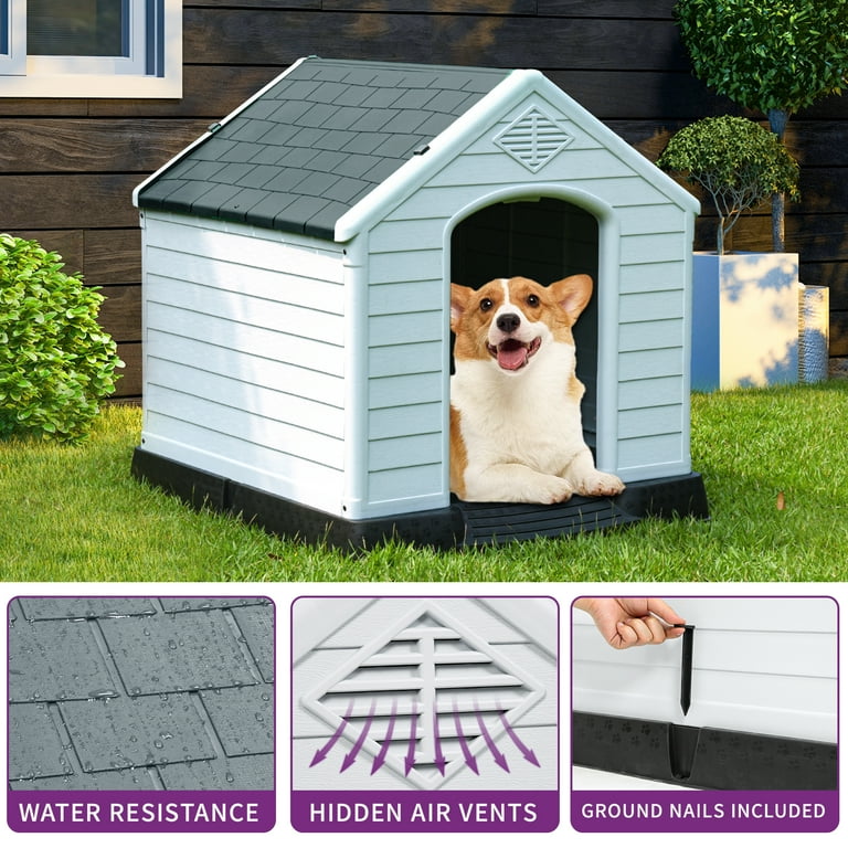 Dextrus Large Plastic Dog House Outdoor Indoor Dog Puppy Shelter