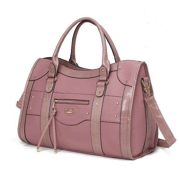 MKF Collection Patricia Vegan Leather Women's Duffle Bag, Elegant Weekender Purse Handbag by Mia K - Mauve