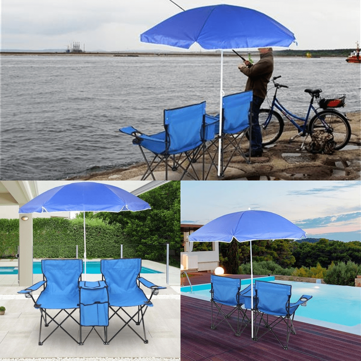 Goorabbit Anti-UV Umbrella Fishing Camp Chair, Outdoor 2-Seat