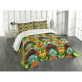 thumbnail image 3 of Ambesonne Colorful Quilted Bedspread Set 3 Pcs, Abstract Optic Pattern, Queen Size, Multicolor, 3 of 5