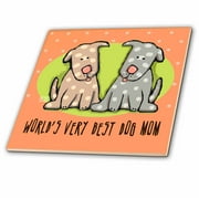 3dRose World s Best Dog Mom Cute Cartoon Puppies Pets Animals - Ceramic Tile, 12-inch