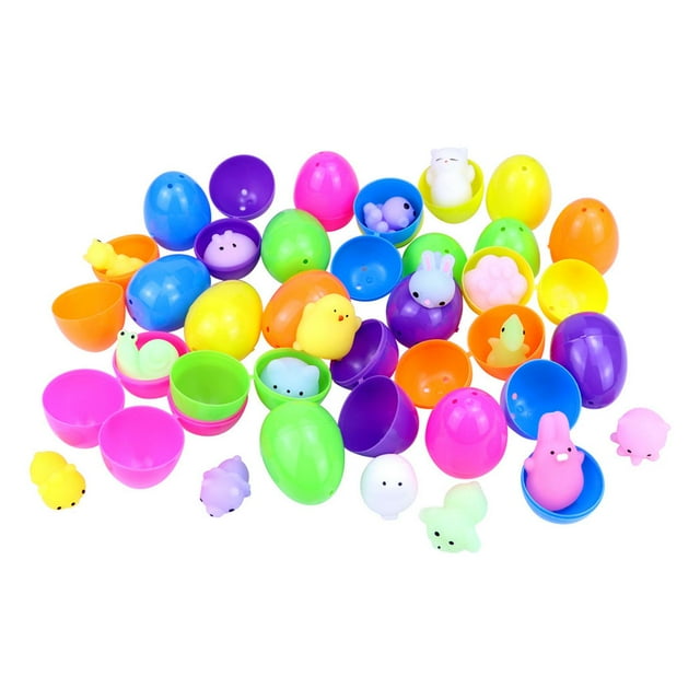 Huevos de Pascua,Huevos de Pascua con Figuras de Juguete Golosinas de Pascua,Rellenos de cestas de Pascua con figuras en miniatura,Regalos de fiesta de caza de huevos de Pascua 24 piezas