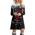 thumbnail image 1 of Robes de Fête de Noël pour Femmes Automne et Hiver Mode Décontractée Imprimé Col Rond Manches Longues Tunique Robe (Taille: L), 1 of 4