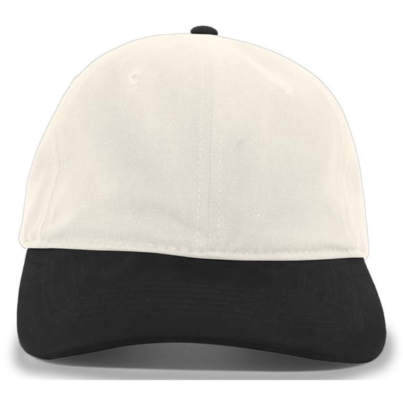 Brushed Cotton Twill Buckle Strap Adjustable Cap, Khaki & Black - One Size