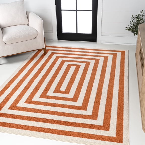 JONATHAN Y MOROCCAN HYPE 8 x 10 Area Rug, Bandol Mitre Stripe - Terracotta/Ivory, MOH211B-8