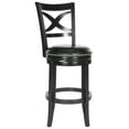 thumbnail image 2 of SAFAVIEH Santino Traditional Rustic Swivel Bar Stool with Footrest, Black, 2 of 6