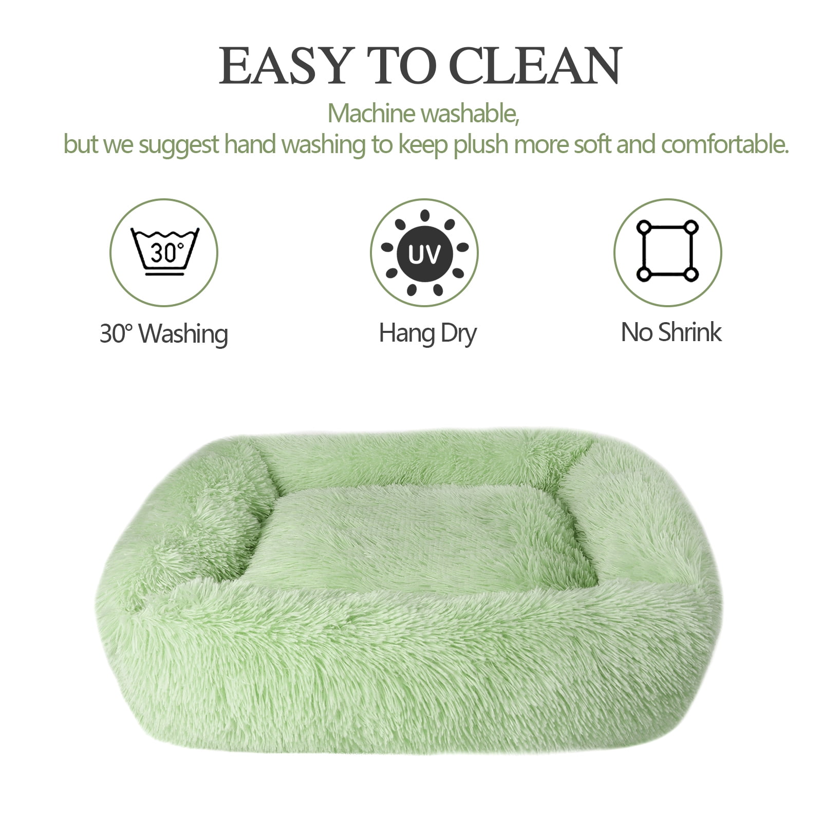 Sennaux Rectangle Plush Pet Bed Calming Bed for Dogs Cats Kennel Cuddler Crate Cushion Mat Washable