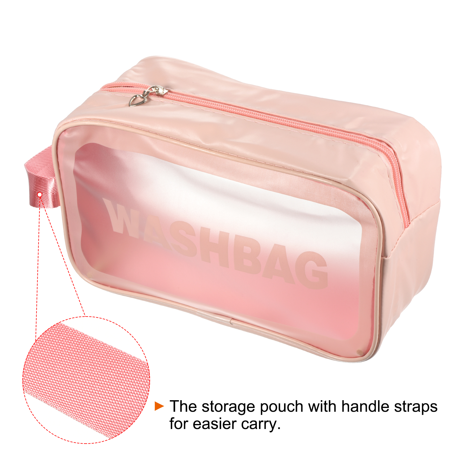 Uxcell 5.9"x9.8"x3.7" PVC Clear Toiletry Bag Makeup Bags with Zipper Handle Pink 3 Pack - image 4 of 5