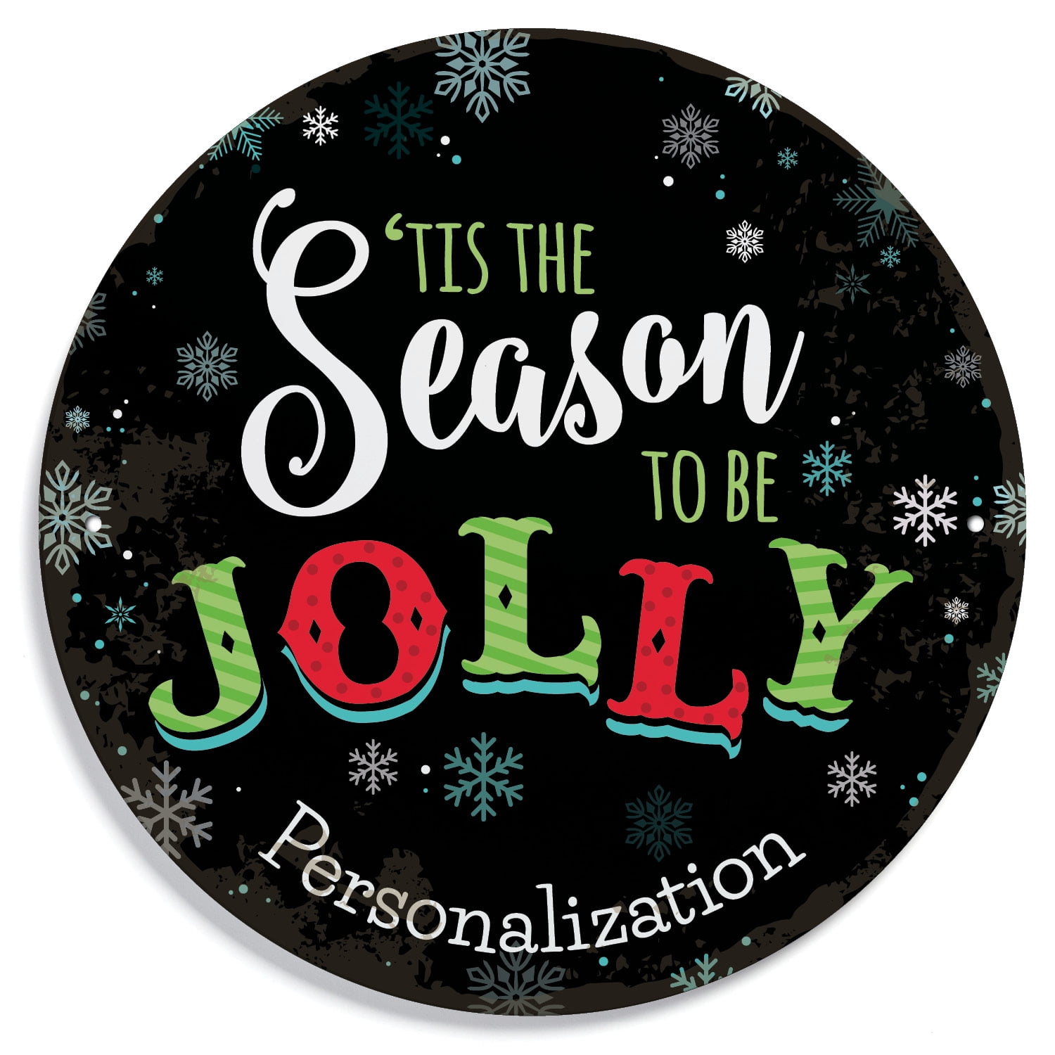 Personalized Tis The Season To Be Jolly Round Tin Sign