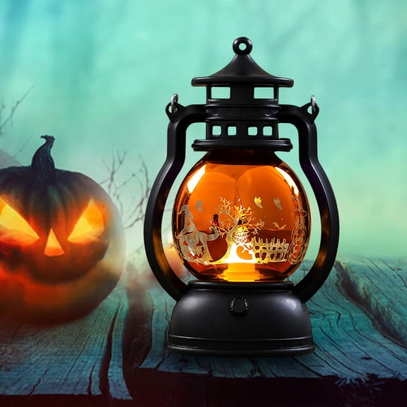 Aoznliie LED Lantern, Halloween Lighted Lanterns with Flickering Flame,Tea lamps for Halloween Party Decor Home Table,7x4x4 in