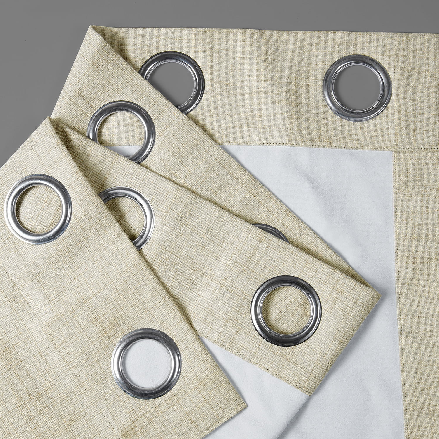 Natural Light Beige Thermal Cross Linen Weave Blackout Grommet Curtain (1 Panel), Natural Light Beige, 50W X 96L