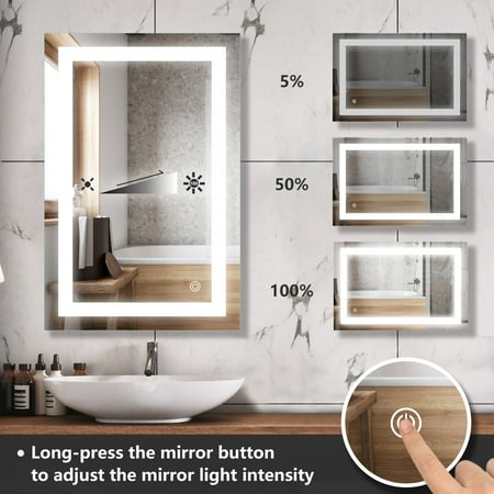 

Unbranded LED Wall Bathroom Vanity Mirror with UL Certified Anti-Fog Film 28*36