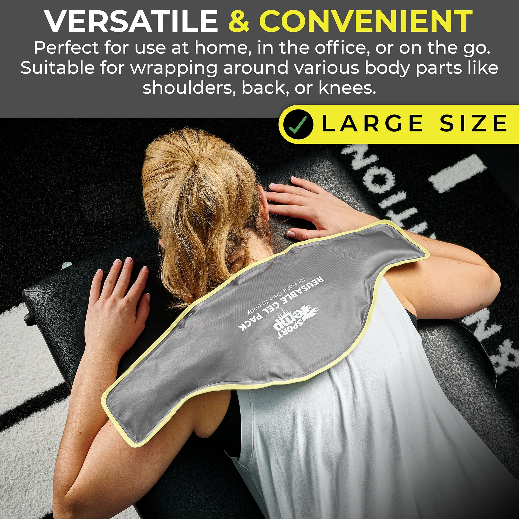 Hot & Cold Reusable Gel Pack Wrap for Neck/Shoulder/Back Pain Relief - Flexible Soft Compress - Ice & Heat Therapy for Rotator Cuff, Cervical, Pain, Swelling, Injuries and Surgery - Sport Temp