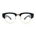 thumbnail image 3 of Retro Nerdy Thick Half Rim Hipster DJ Clear Lens Fashion Eyeglasses [Black Light Gold - Clear], 3 of 7