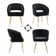 thumbnail image 6 of KCC Modern Accent Dining Chairs, Upholstered Velvet Home Office Desk Chairs with Hollow Back, Tufted Vanity Chairs Side Chairs with Gold Metal Legs for Living Room Restaurant, 1 PC & Black, 6 of 8