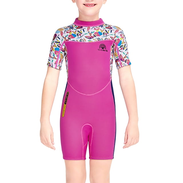 NUEVO ESTILO NIÑOS HETSUITS TRAJE DE BURGANTE AUMENTE APARDO APRÁSIENDO 2.5 MM Cuerpo completo Traje de baño para el buceo juvenil Snorkeling Surfing Natación Rosy XL Monstrate OD003674-04