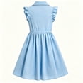 thumbnail image 5 of NAISIBABY Girls Summer Dress, Flare Fit Ruffles Sleeveless Lapel Cute A-Line Casual Dress Light Blue Size 8, 5 of 5